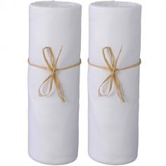Lot de 2 draps housses en coton bio blanc (60 x 120 cm)
