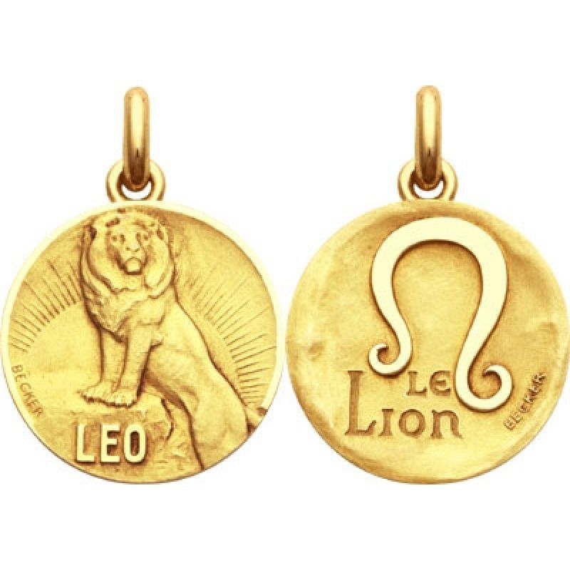 Médaille signe Lion avec revers (or jaune 750°) Becker