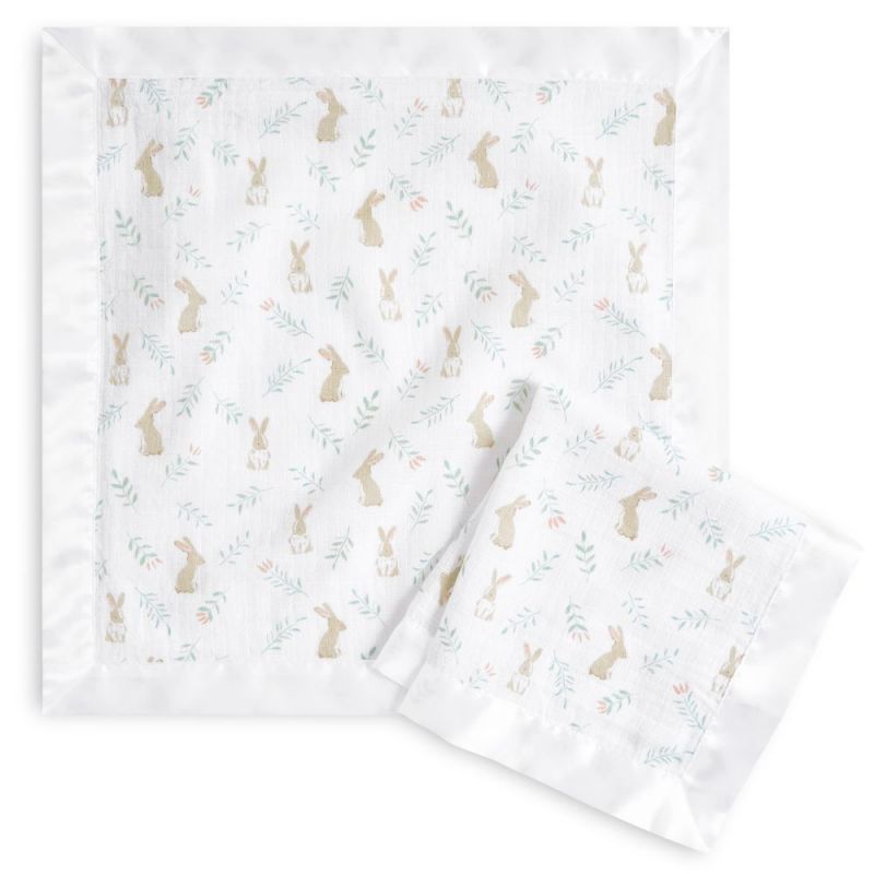 Lot de 2 couvertures doudou en coton blushing bunnies (41 x 41 cm) aden + anais