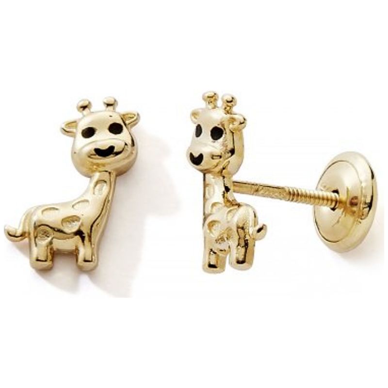 Boucles d'oreilles à vis Girafe (or jaune 375°) Baby bijoux Produit 1