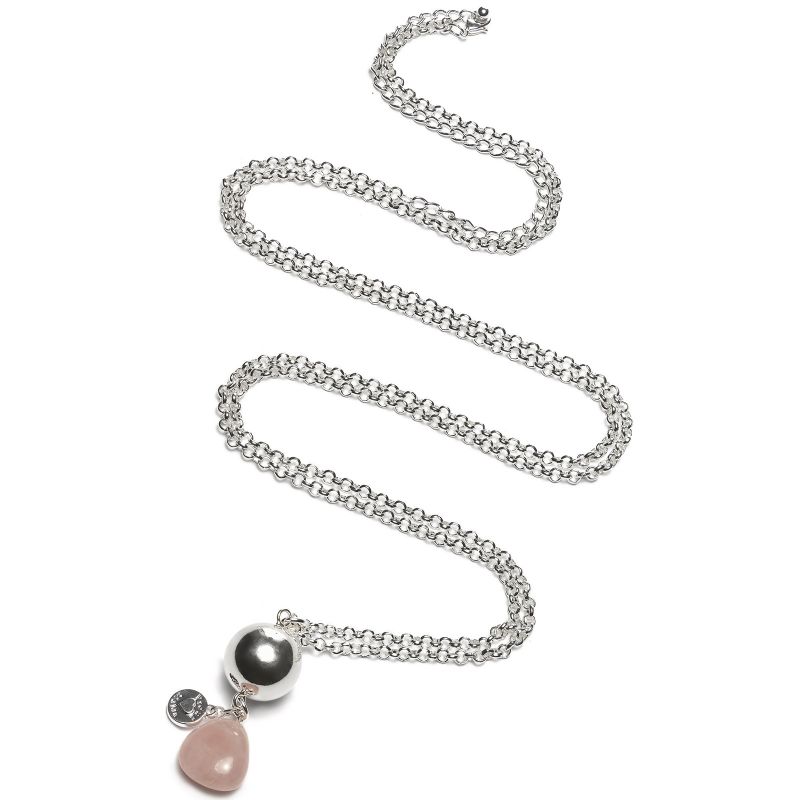 Bola sur chaîne Gemstone chalcedonia rose (argent, plaqué argent) Proud MaMa