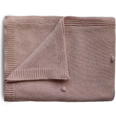 Couverture tricotée en coton bio Textured Dots Blush (80 x 100 cm) - Mushie