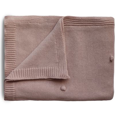 couverture tricotée en coton bio textured dots blush (80 x 100 cm)