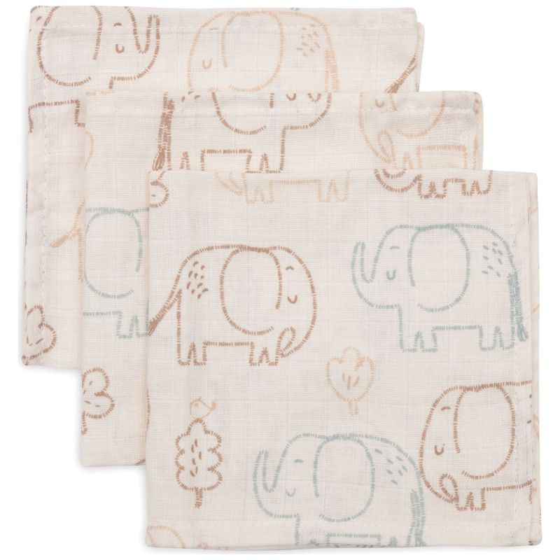 Lot de 3 mini langes en gaze de coton Elephant Tales (31 x 31 cm) Jollein Produit 1