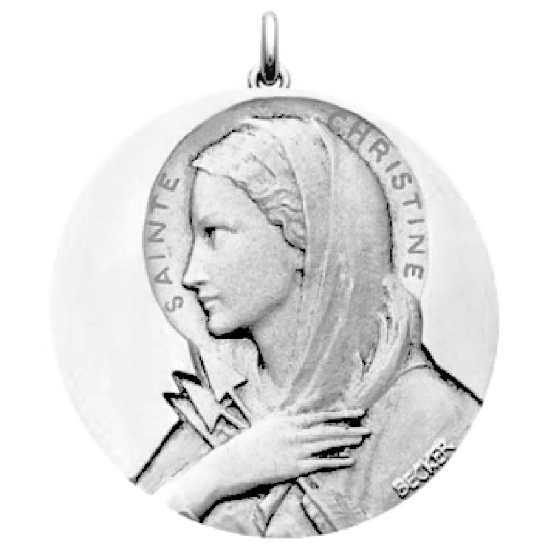 Médaille Sainte Christine (or blanc 750°) Becker