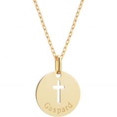 Collier chaîne croix ajourée personnalisable (plaqué or 18 carats) - Petits trésors