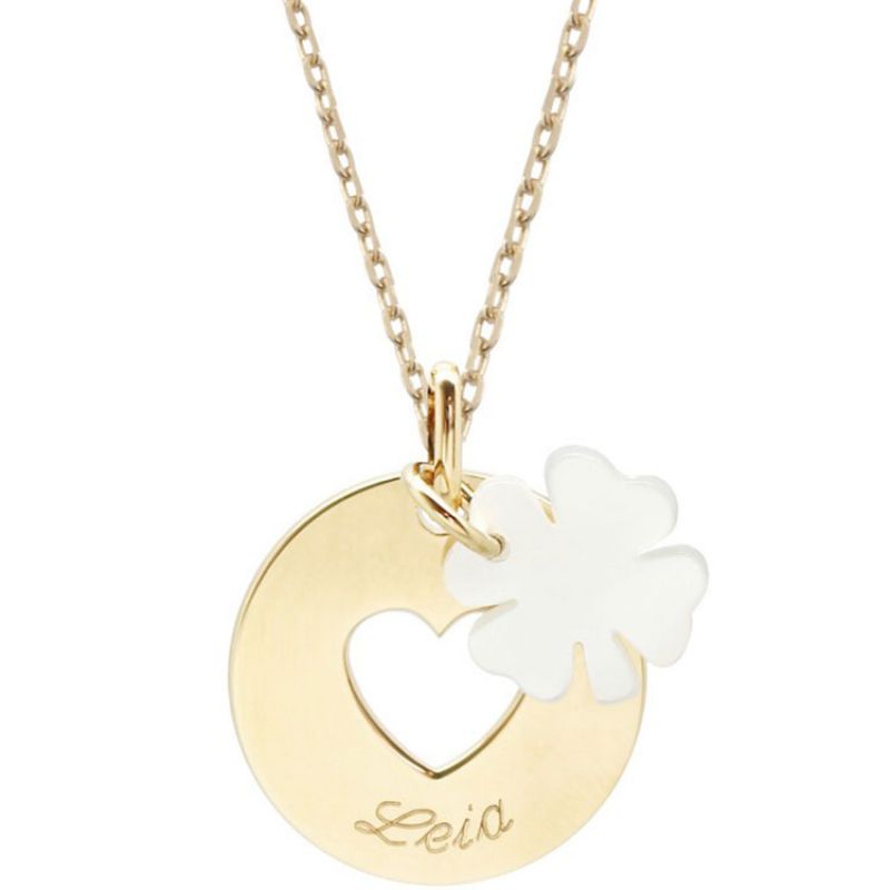 Collier Lolita personnalisable (plaqué or jaune et nacre) Petits trésors