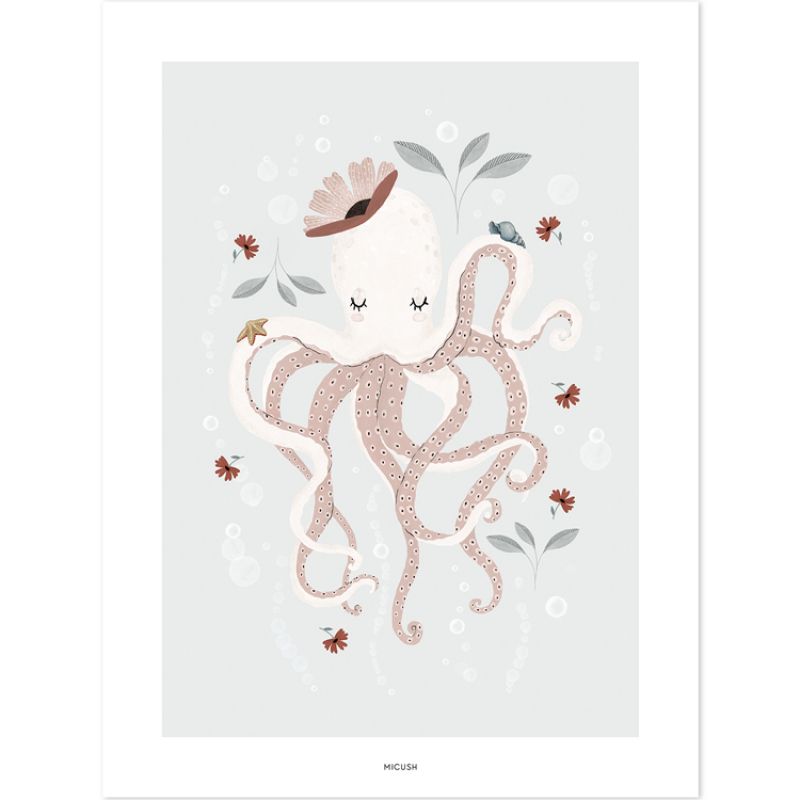 Affiche pieuvre Lady octopus (30 x 40 cm) Lilipinso Produit 1 grande taille