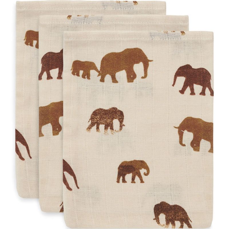 Lot de 3 gants de toilette hydrophiles Savannah éléphant Jollein
