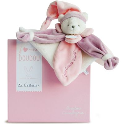 Coffret doudou pétale J'aime mon doudou ours rose (24 cm)  par Doudou et Compagnie