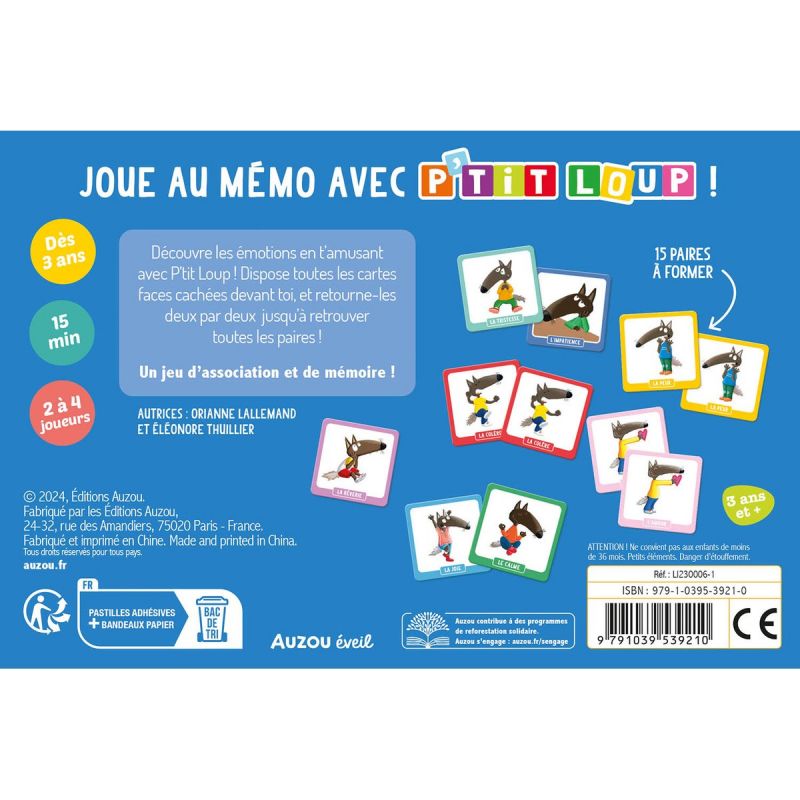 P'tit Loup Mon mémo des émotions Auzou Editions Produit 2
