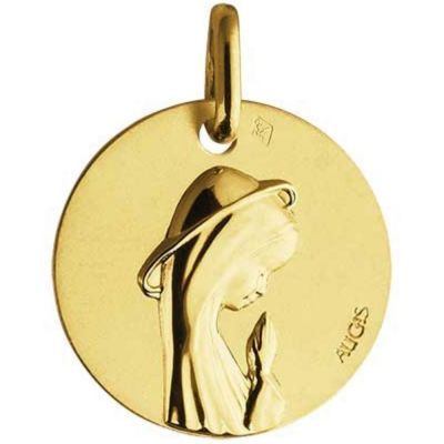 MÃ©daille Vierge priante lumineuse personnalisable (or jaune 18 carats)