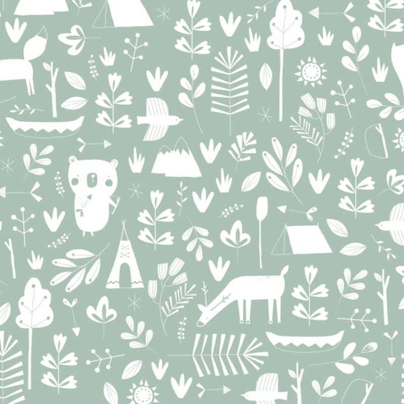 Papier peint à motifs Adventure mint (10 m) Little Dutch