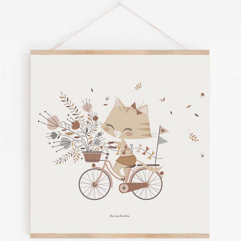 Affiche carrée chat Célestine avec support (29,7 x 29,7 cm) Lutin Petit Pois