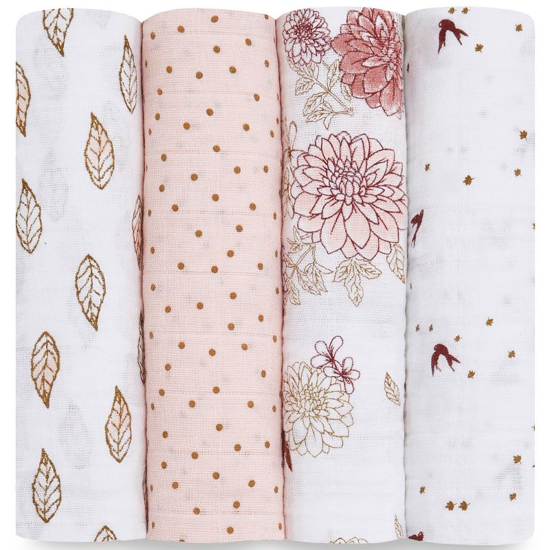 Lot de 4 maxi langes en coton Dahlias (120 x 120 cm) aden + anais