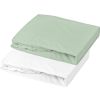 Lot de 2 draps housses en coton blanc et vert de gris (70 x 140 cm)  par Domiva