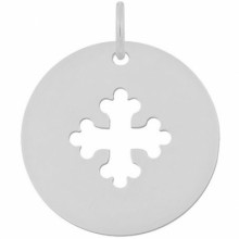 Médaille Signes Croix Occitane bélière 16 mm (or blanc 750°)  par Maison La Couronne