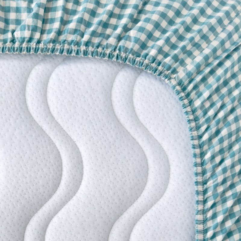 Drap housse percale de coton Vichy Azur (60 x 120 cm) Kadolis Produit 3