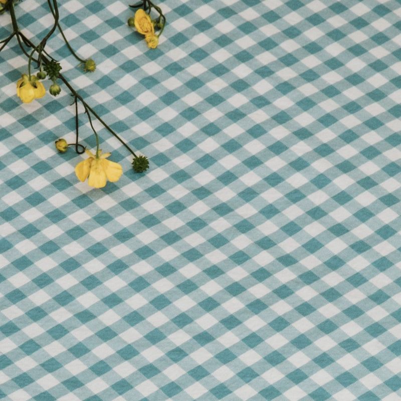 Drap housse percale de coton Vichy Azur (60 x 120 cm) Kadolis Ambiance 6