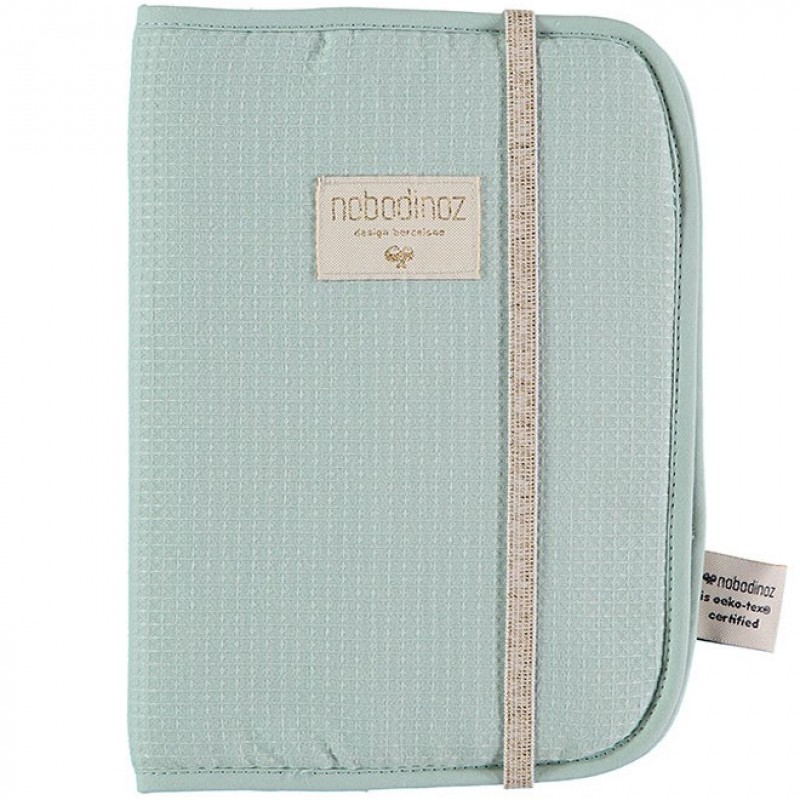 Protège carnet de santé Poema Nid d'abeille coton bio Aqua Nobodinoz