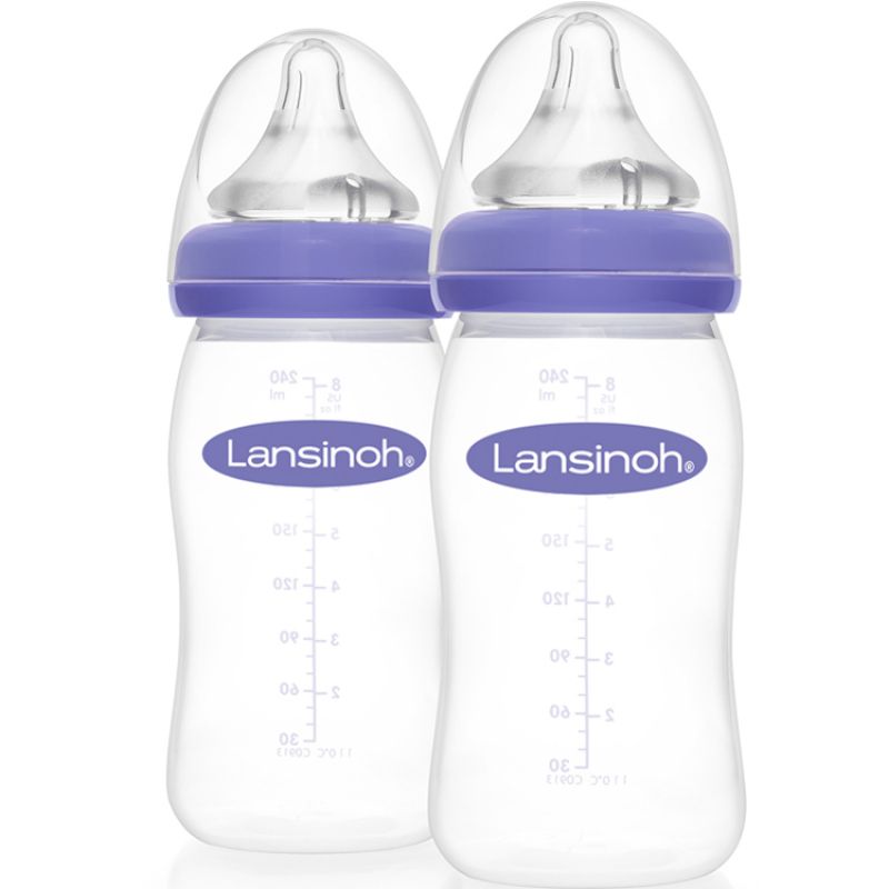Lot de 2 biberons avec tétine Natural Wave® spécial allaitement (240 ml) Lansinoh
