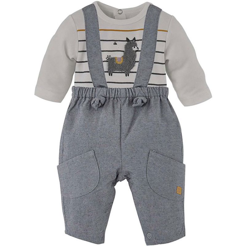 Ensemble salopette 2 pièces Petit Lama gris (6 mois) Sucre d'orge