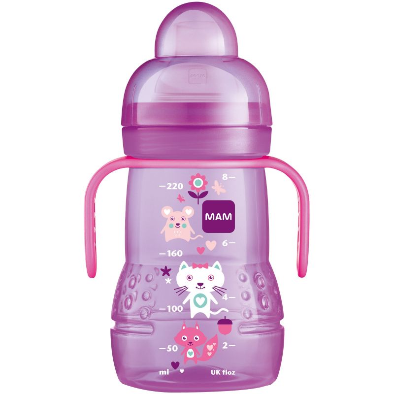 Biberon de transition fille violet - débit 3 rapide (220 ml) MAM