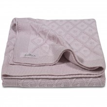 Grande couverture en coton tricot Diamond knit vintage rose (100 x 150 cm)  par Jollein