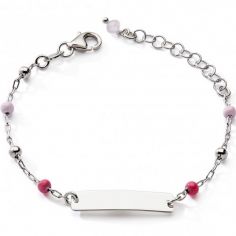 Gourmette Boules roses 12 + 2,5 cm (argent) - Baby bijoux