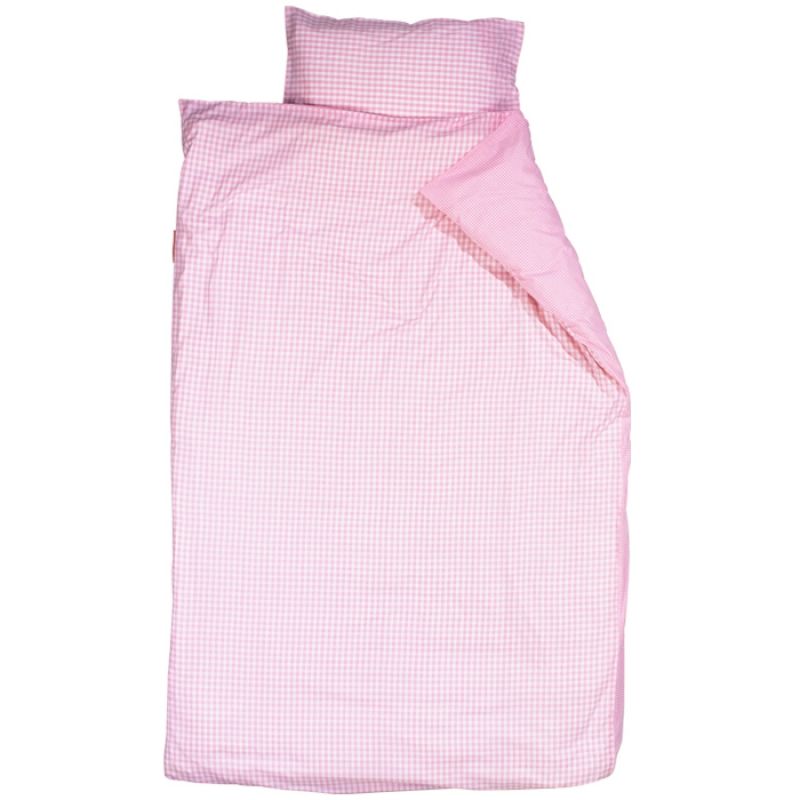 Housse de couette et taie d'oreiller Vichy rose (100 x 135 cm) Taftan