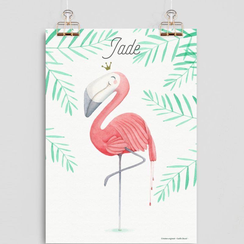 Affiche A4 Flamant rose (personnalisable) Gaëlle Duval