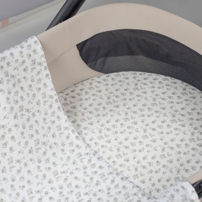 Drap housse pour nacelle et Lange Little Bloom Fleurs Gris