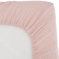 Drap housse en gaze de coton vieux rose (60 x 120 cm) - Domiva