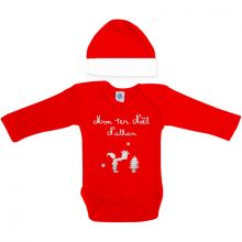 Ensemble body et bonnet Mon premier Noël rouge à manches longues personnalisable (0-6 mois)  par Les Griottes