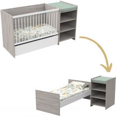 Lit combiné évolutif Up chêne Silex (60 x 120 cm) - Baby Price