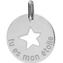 Médaille tu es mon étoile personnalisable (or blanc 750°)  par Lucas Lucor