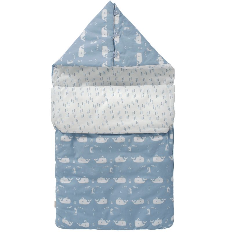 Nid d'ange passe sangle chaud en coton bio Baleine bleue (80 cm) Fresk