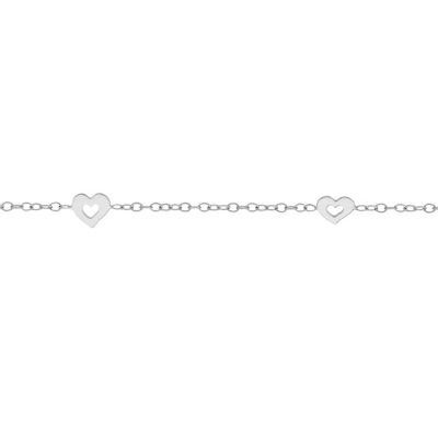 Bracelet bébé 3 coeurs (or blanc 375°) Berceau magique bijoux