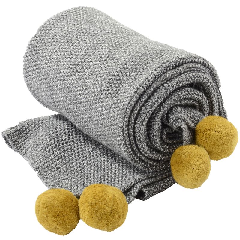 Couverture en coton bio Pompon jaune (90 x 70 cm) Kikadu