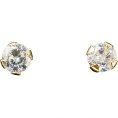 Boucles d'oreilles Zircon 3 mm (or jaune 750°) - Daniel Crégut