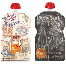 Pack de 2 gourdes réutilisables Londres New York (130 ml)  par Squiz