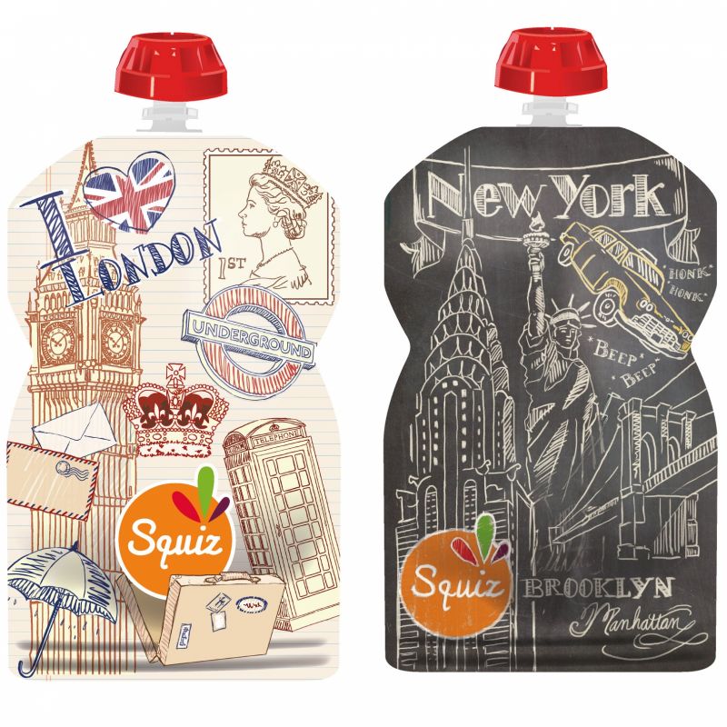Pack de 2 gourdes réutilisables Londres New York (130 ml) Squiz