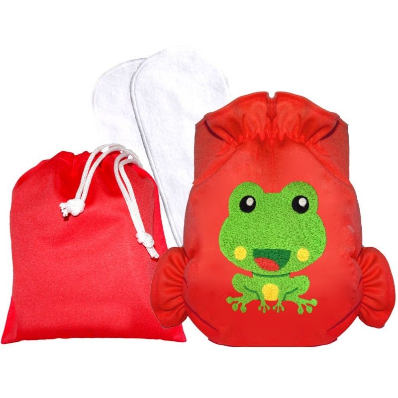 Set maillot de bain + pochette + inserts grenouille rouge Eliott et loup