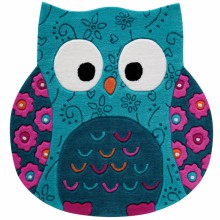 Tapis Little Owl hibou bleu (100 x 100 cm)  par Smart Kids
