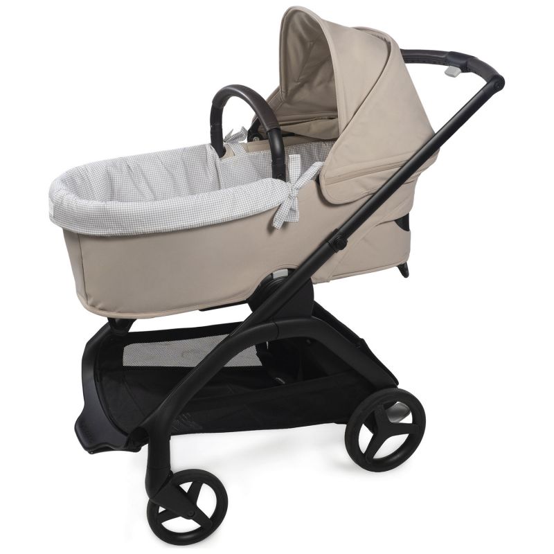 Housse de nacelle dual et Drap housse pour nacelle Little Bloom Vichy Gris Pasito a pasito Produit 1