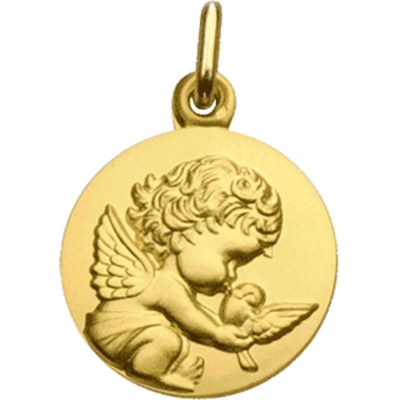 Médaille Ange à la colombe personnalisable (or jaune 750°) Maison Augis