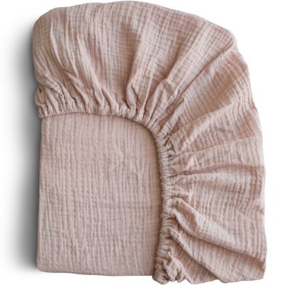 drap housse en mousseline de coton blush (120 x 60 cm)