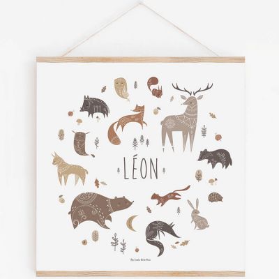 Affiche carrée animaux Wood avec support personnalisable (29,7 x 29,7 cm)