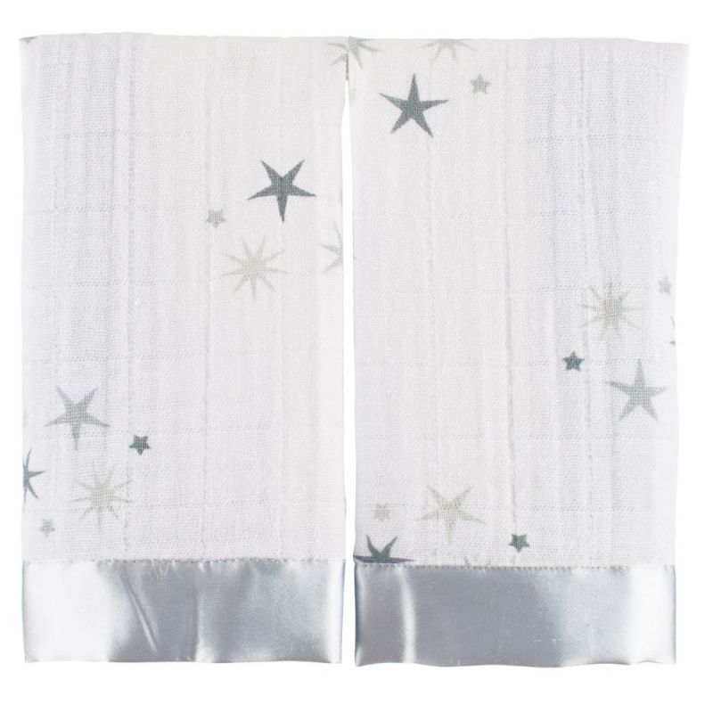 Lot de 2 mini langes doudous Issie Twinkle étoiles grises (40 x 40 cm) aden + anais