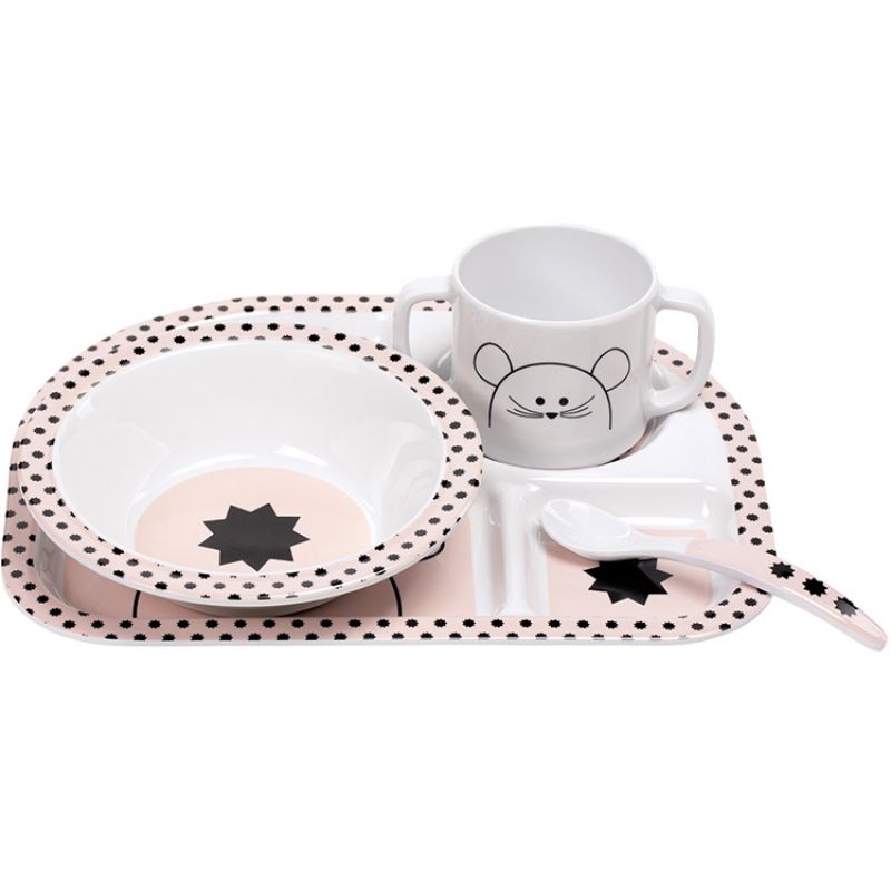 Coffret repas Little Chums souris (4 pièces) Lässig